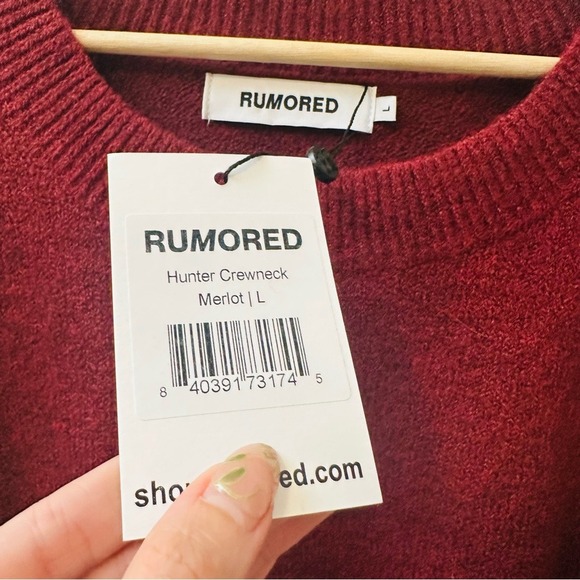 Rumored Hunter Crewneck Sweater Merlot Burgundy Knit Size L - Picture 3 of 8